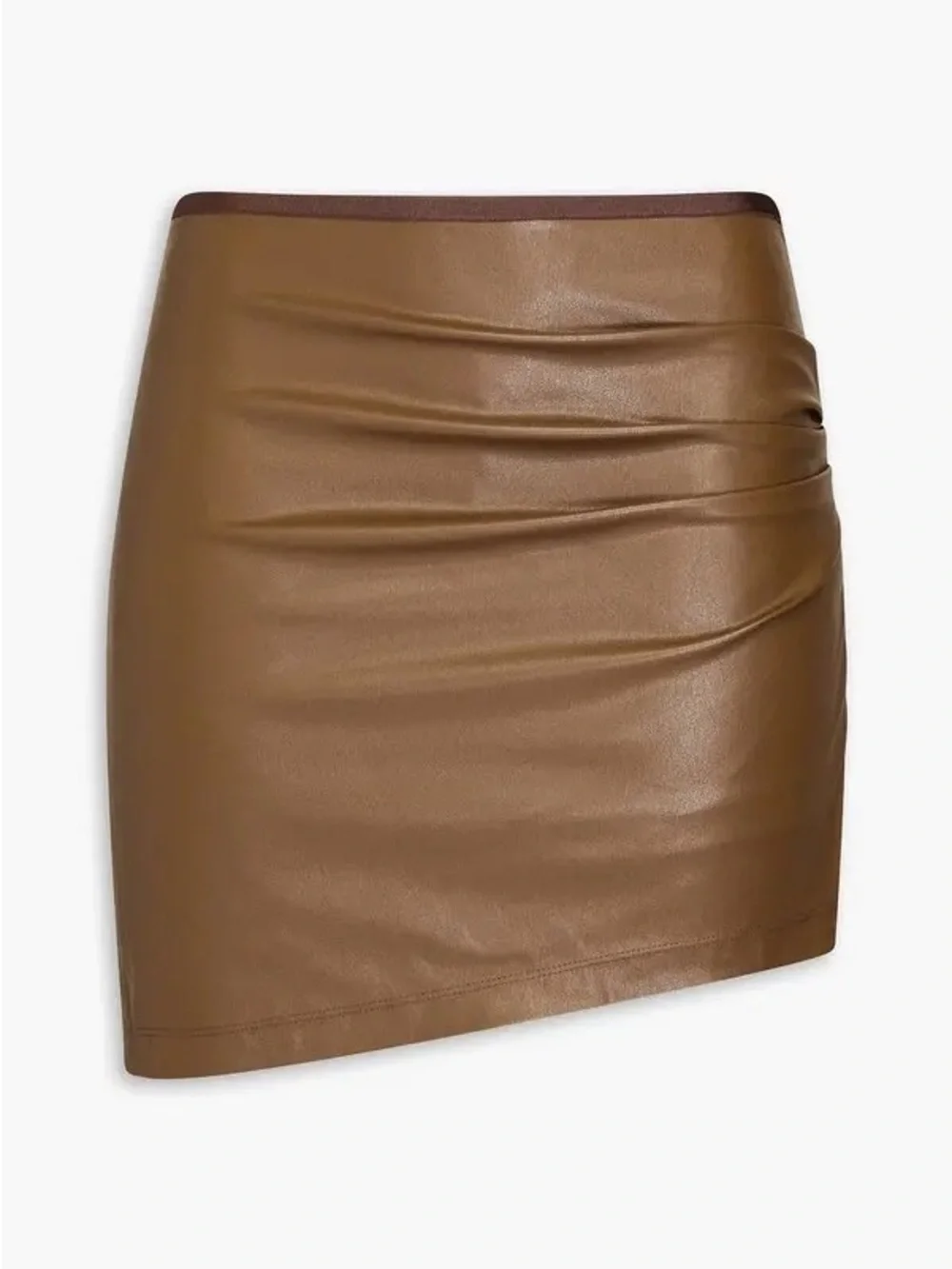 Helmut Lang NWT Faux Leather Ruched Mini Skirt -‎ in color Cigar - Large